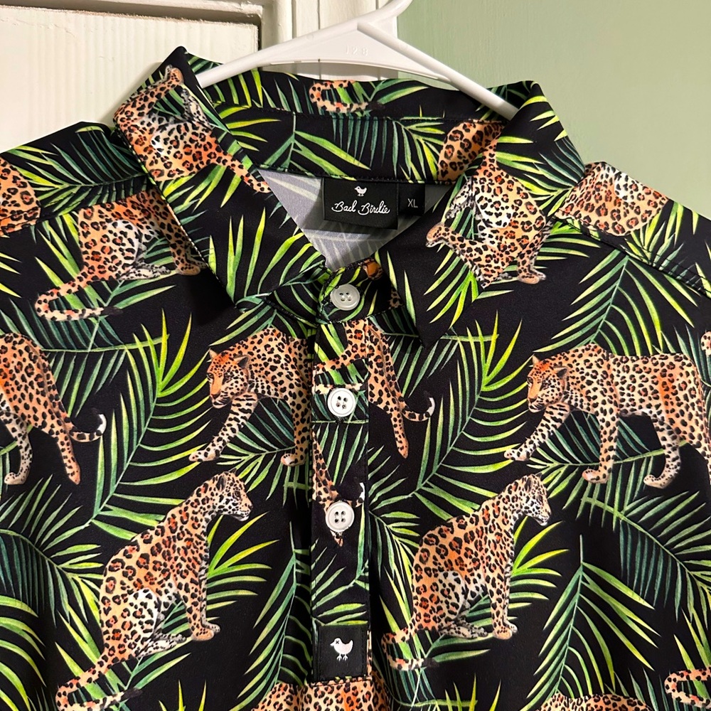 Bad Birdie leopard legend polo shirt